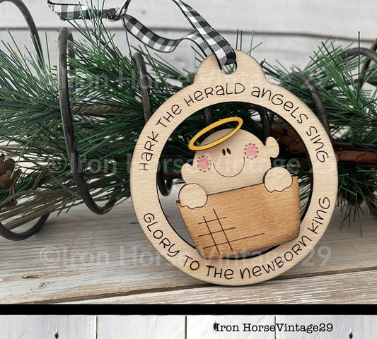 Nativity Baby Christmas Ornament, Holiday Decorations, Gift Tag, Farmhouse Style, Home Decor, Laser Ready SVG File, Digital Download