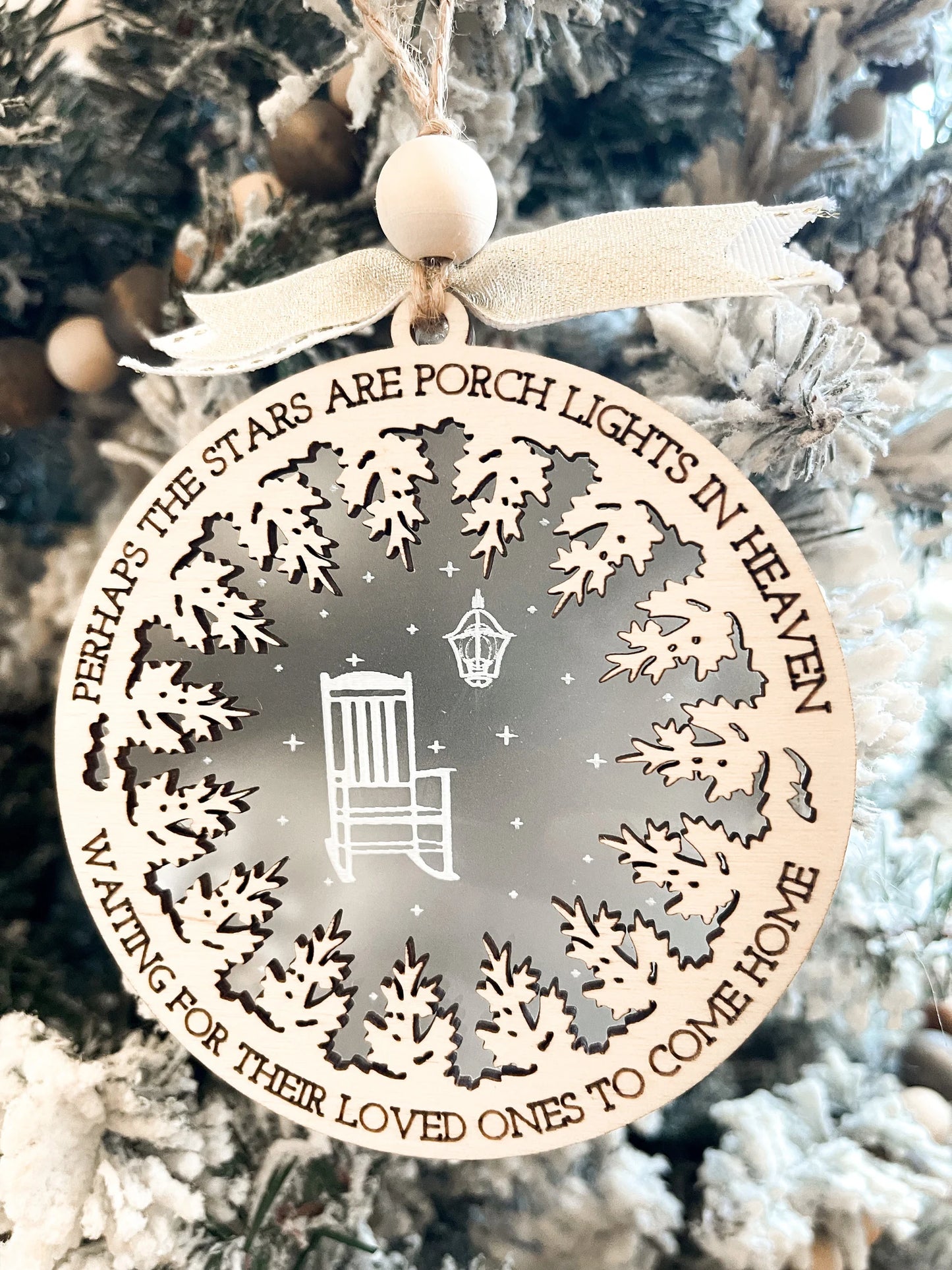 Beautiful Memorial "Perhaps The Stars Are Porch Lights In Heaven" Ornament Laser Cut Digital File | Keepsake | Memories | Angel | Glowforge