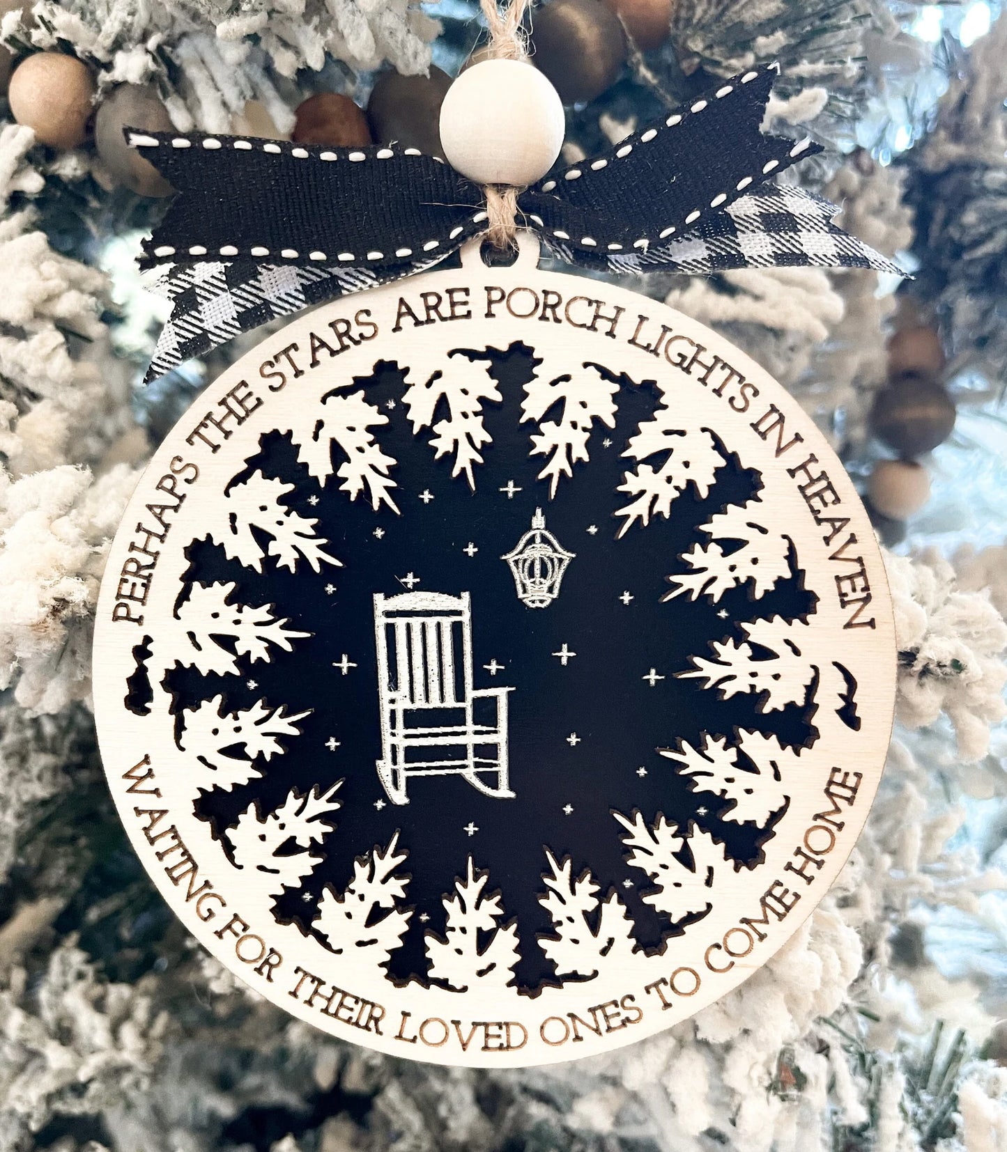 Beautiful Memorial "Perhaps The Stars Are Porch Lights In Heaven" Ornament Laser Cut Digital File | Keepsake | Memories | Angel | Glowforge