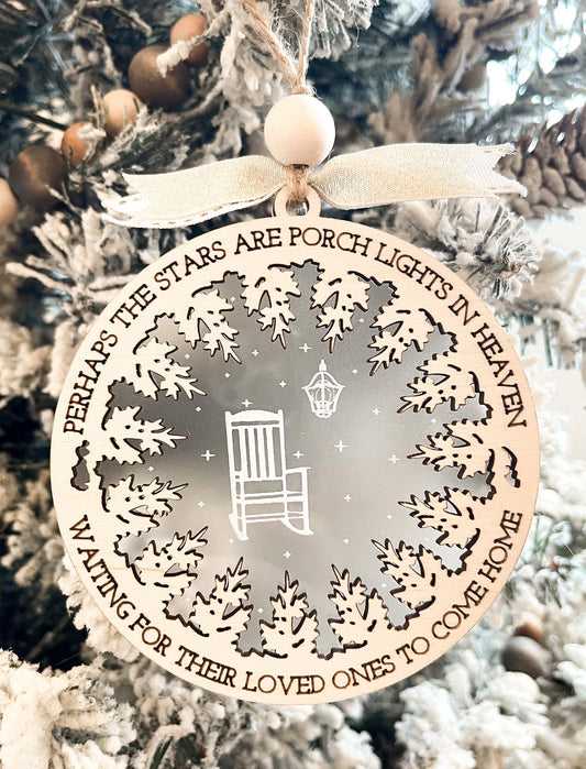 Beautiful Memorial "Perhaps The Stars Are Porch Lights In Heaven" Ornament Laser Cut Digital File | Keepsake | Memories | Angel | Glowforge