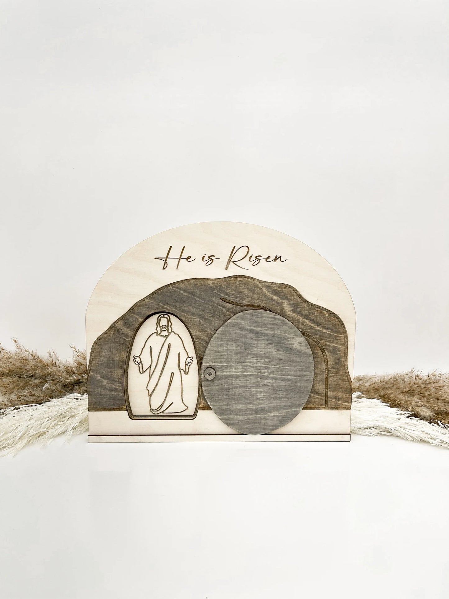 Beautiful Jesus Christ "Because of Him", "He is Risen" Moveable Tomb Ornament Laser Cut Digital File | Christ-Centered Christmas | Glowforge