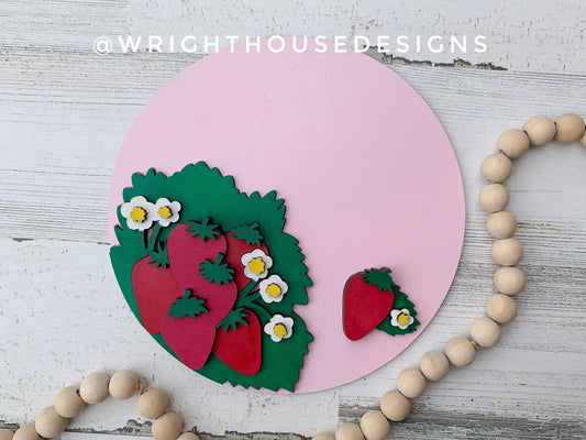 Sweet Summer Strawberry Fruit Theme Nursery and Door Round - Sign Making and DIY Kits - Cut File For Glowforge Lasers - Digital SVG File