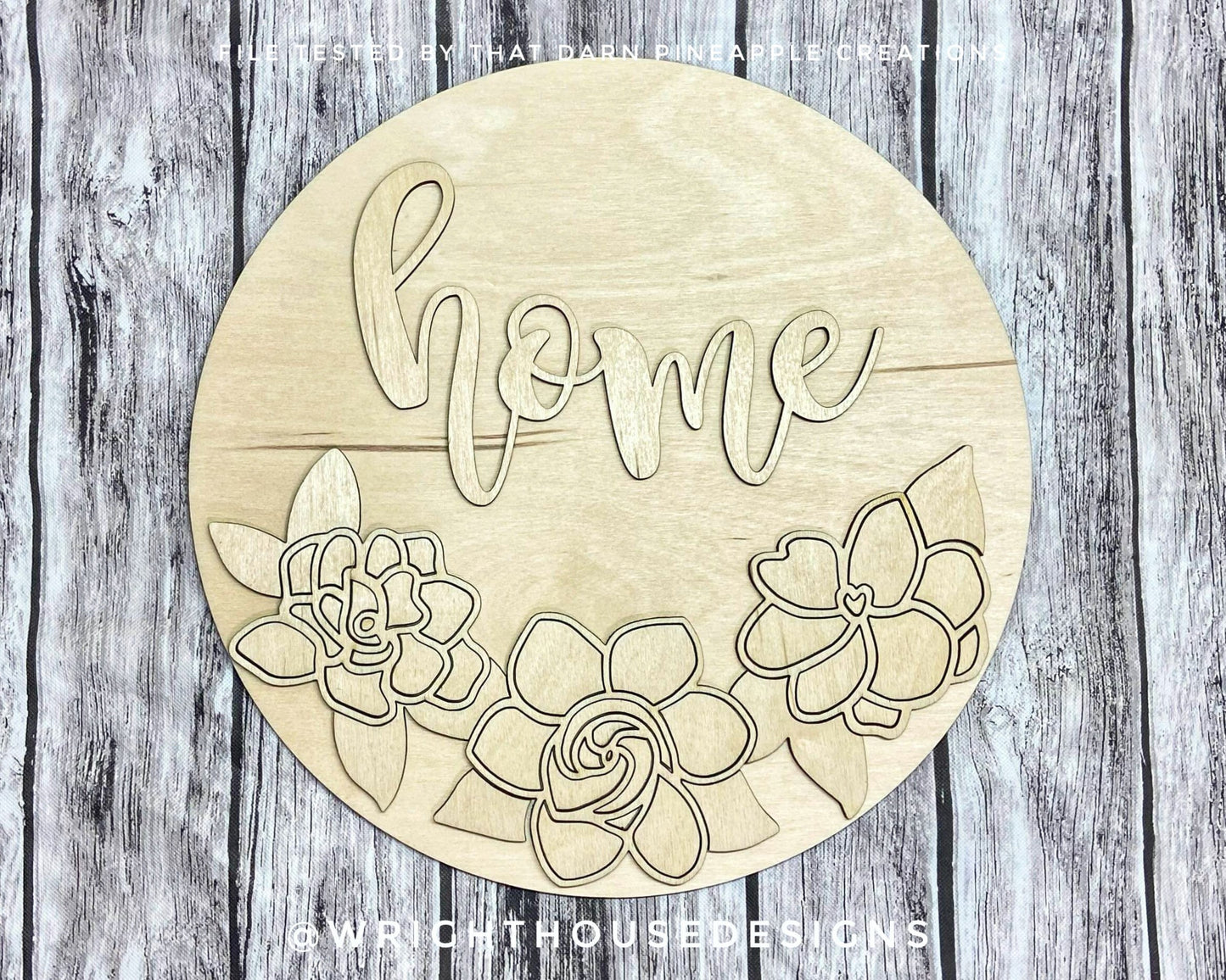 Hello Gardenia Florals - Seasonal Shelf Sitter - Spring Sign Making and DIY Kits - Layered Cut File For Glowforge Laser - Digital SVG File