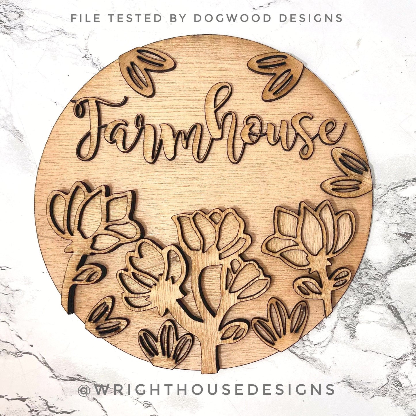 Magnolia Farmhouse Spring Florals Shelf Sitter - Seasonal Sign Making and DIY Kits - Cut File For Glowforge Lasers - Digital SVG File