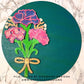 Carnation Bouquet Shelf Sitter Round - Spring Floral Sign Making and DIY Kits - Single Line Cut File For Glowforge Laser - Digital SVG File