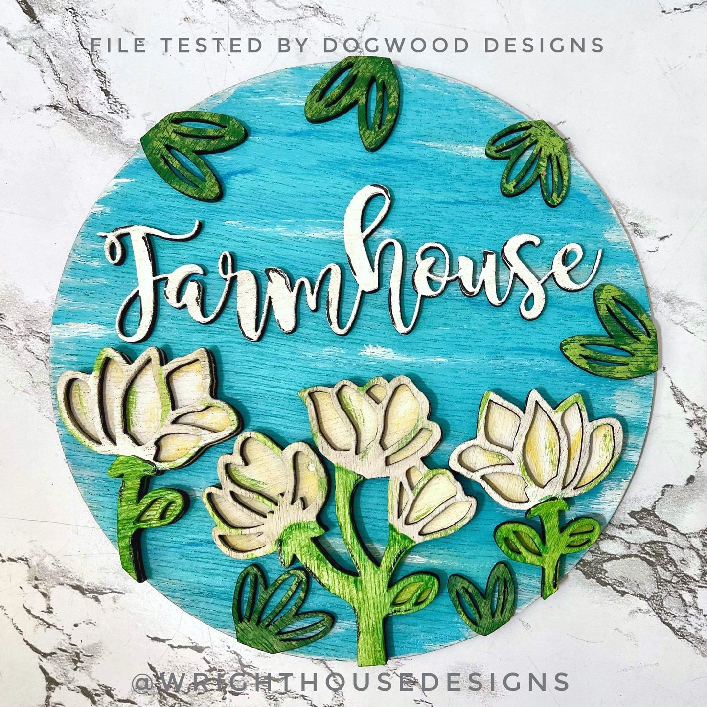 Magnolia Farmhouse Spring Florals Shelf Sitter - Seasonal Sign Making and DIY Kits - Cut File For Glowforge Lasers - Digital SVG File