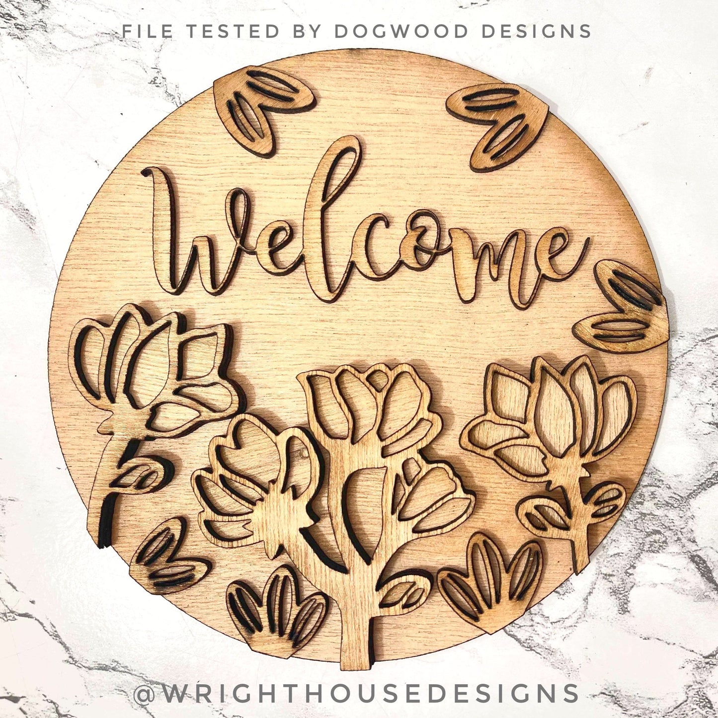 Magnolia Farmhouse Spring Florals Shelf Sitter - Seasonal Sign Making and DIY Kits - Cut File For Glowforge Lasers - Digital SVG File