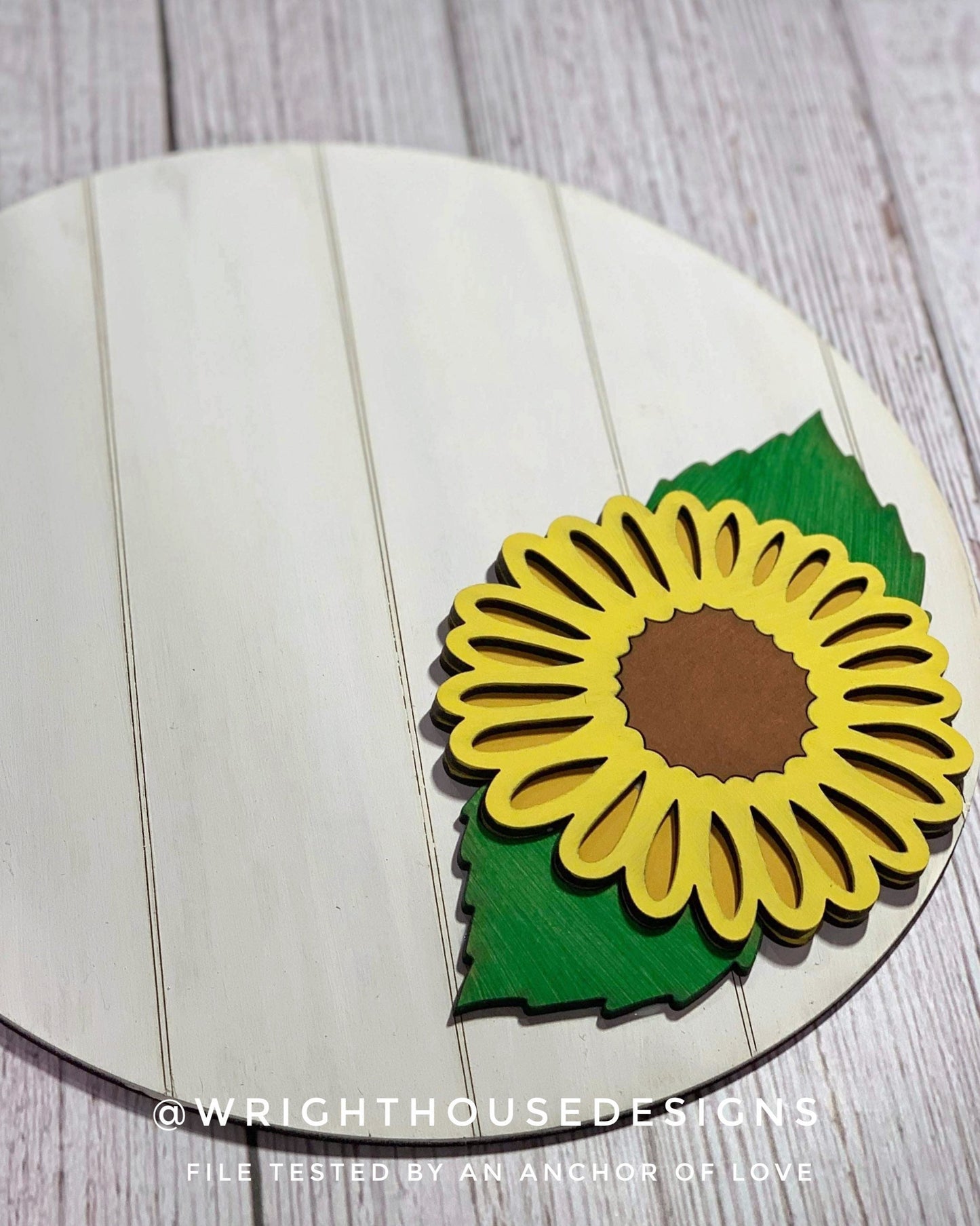 Sunflower Simple Floral Shelf Sitter Sign - Round Sign Making and DIY Kits - Beginner Cut File For Glowforge Lasers - Digital SVG File