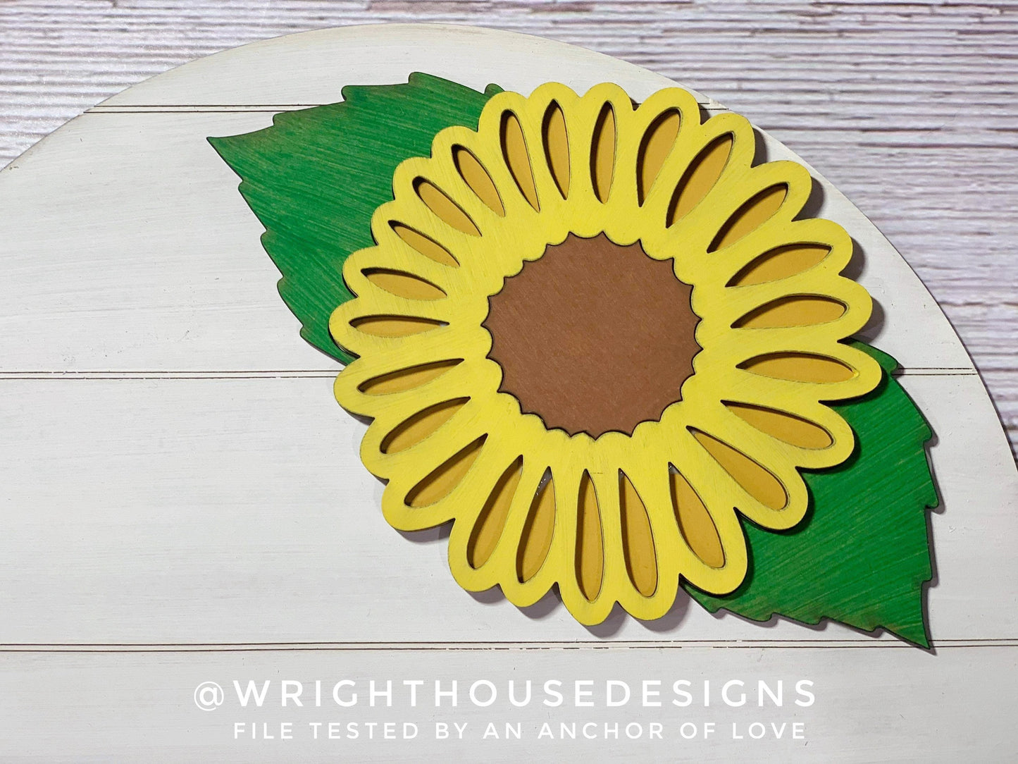 Sunflower Simple Floral Shelf Sitter Sign - Round Sign Making and DIY Kits - Beginner Cut File For Glowforge Lasers - Digital SVG File