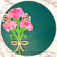 Carnation Bouquet Shelf Sitter Round - Spring Floral Sign Making and DIY Kits - Single Line Cut File For Glowforge Laser - Digital SVG File