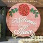 Rose Simple Floral Shelf Sitter Sign - Round Sign Making and DIY Kits - Easy Beginner Cut File For Glowforge Lasers - Digital SVG File