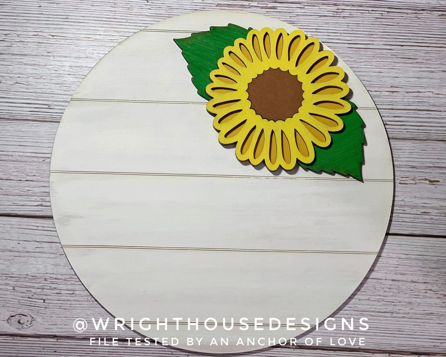 Sunflower Simple Floral Shelf Sitter Sign - Round Sign Making and DIY Kits - Beginner Cut File For Glowforge Lasers - Digital SVG File