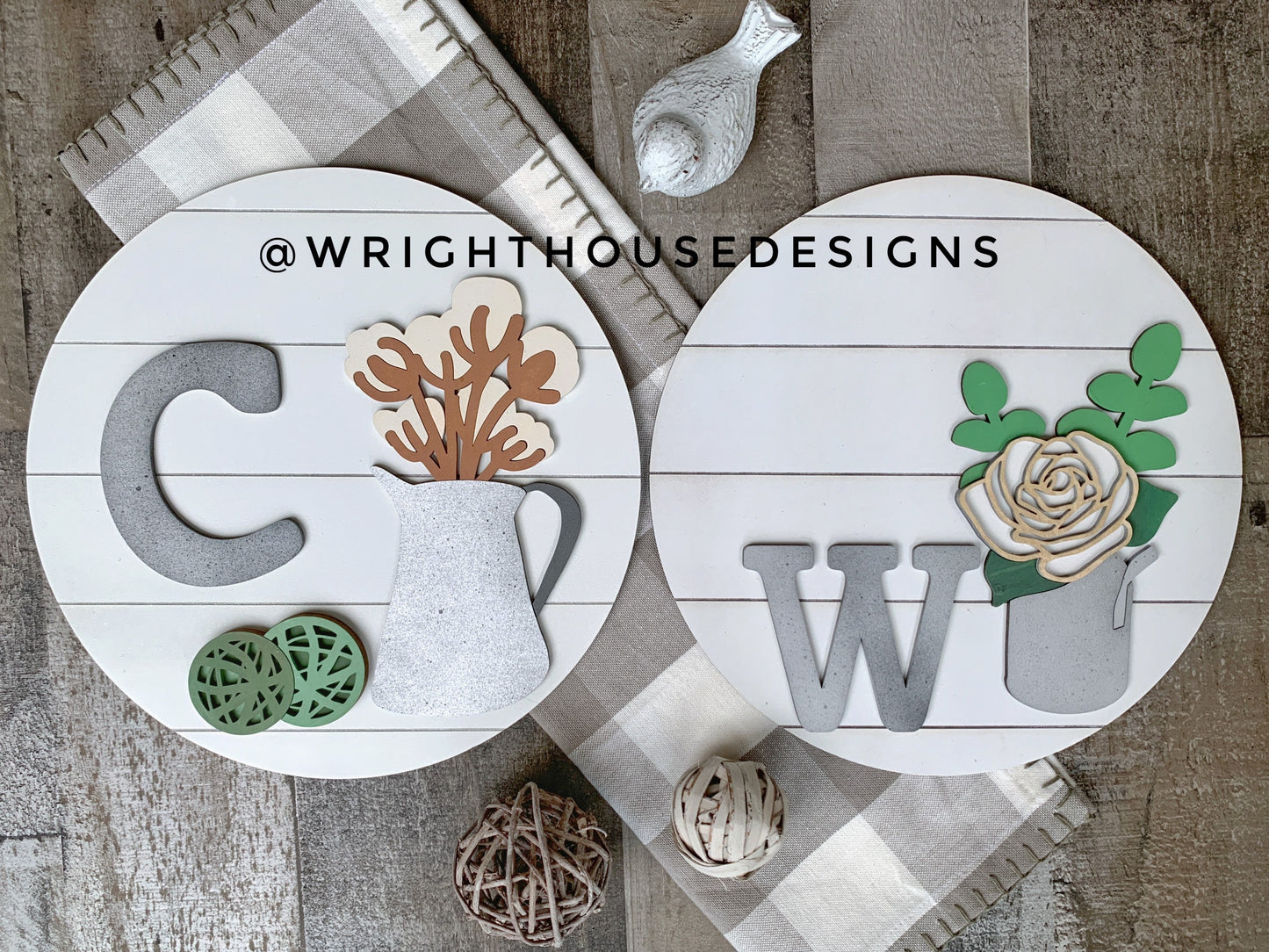 Rustic Farmhouse Rose and Eucalyptus Floral Shelf Sitter Round - Sign Making and DIY Kits - Cut File For Glowforge Lasers - Digital SVG File