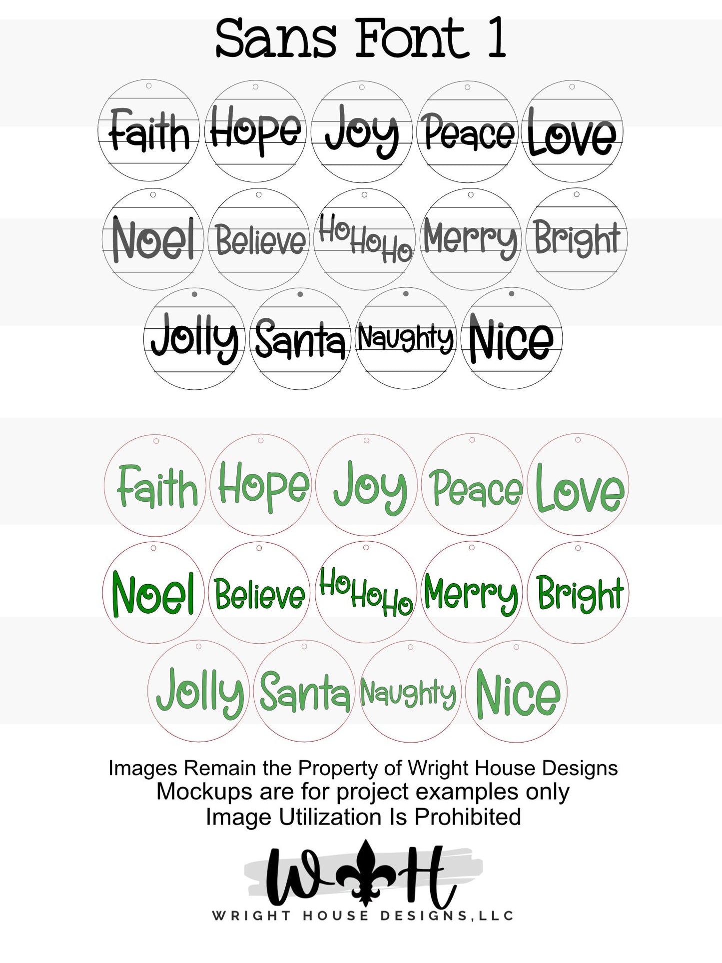 Farmhouse Style Shiplap Christmas Rounds Ornament Bundle - Choose A Welded Font - Quick Cut File For Glowforge Lasers - Digital SVG File