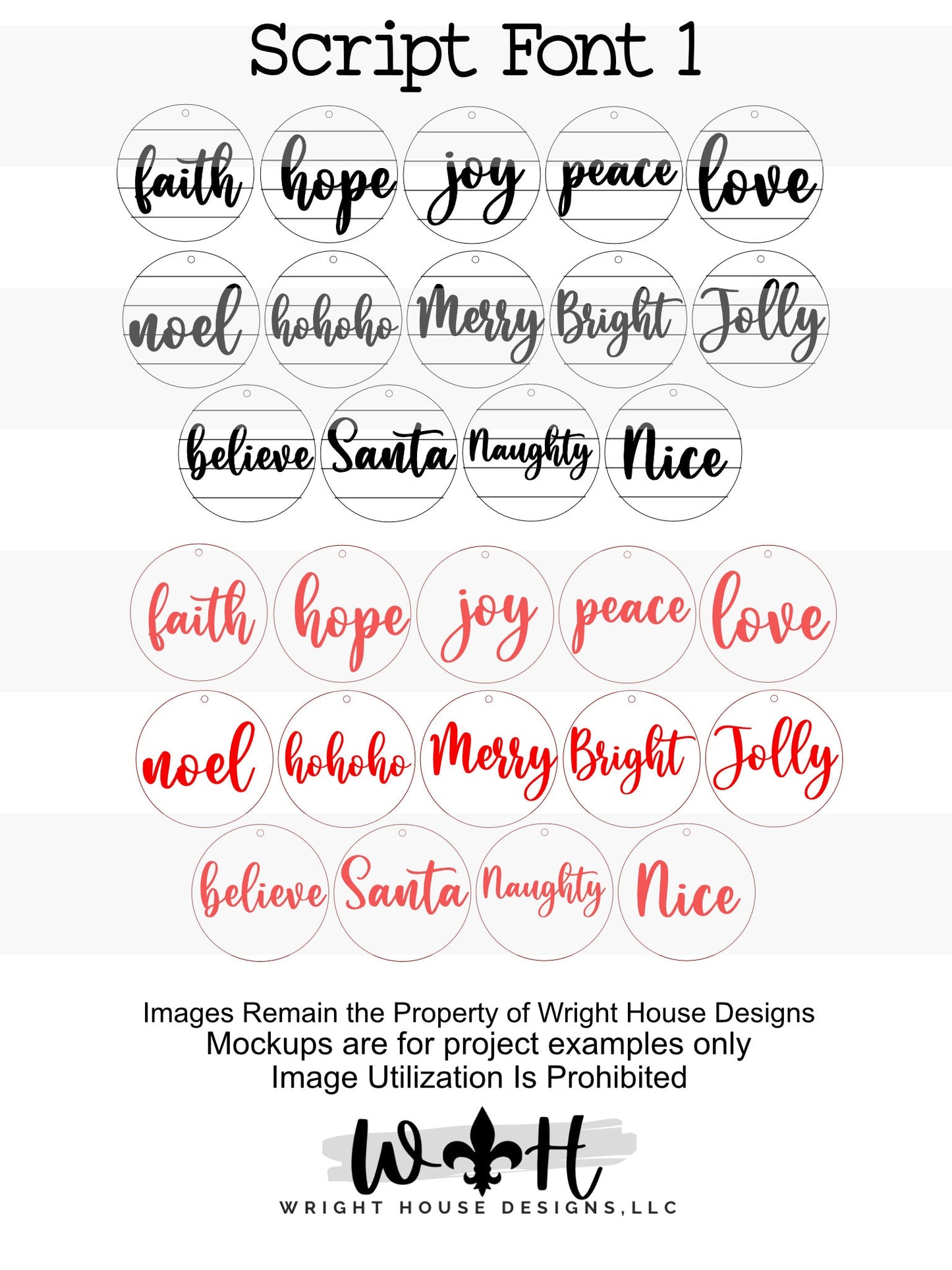 Farmhouse Style Shiplap Christmas Rounds Ornament Bundle - Choose A Welded Font - Quick Cut File For Glowforge Lasers - Digital SVG File