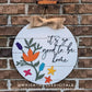 Jessica Wildflowers Door Hanger Round - Spring Floral Sign Making and DIY Kits - Single Line Cut File For Glowforge Laser - Digital SVG File