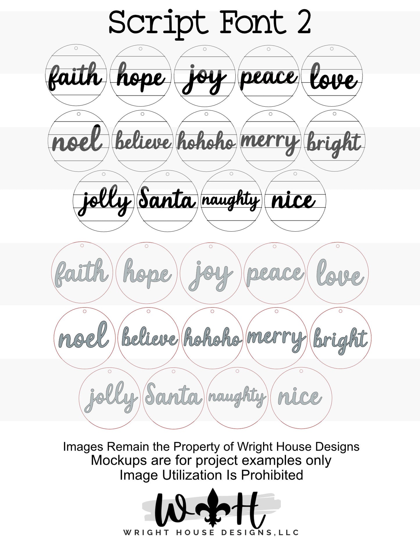 Farmhouse Style Shiplap Christmas Rounds Ornament Bundle - Choose A Welded Font - Quick Cut File For Glowforge Lasers - Digital SVG File