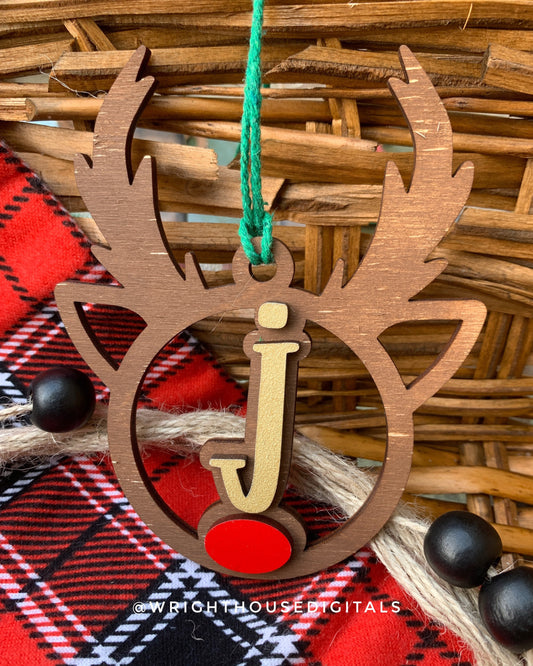 Reindeer Monogram Stocking Tags Christmas Ornament Bundle - Quick Cut Gift Bag Tag Set - Cut File For Glowforge Lasers - Digital SVG File