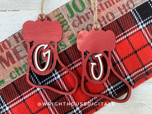 Santa's Christmas Stocking Monogram Ornament Bundle - Quick Cut Gift Bag Tag Set - Cut File For Glowforge Lasers - Digital SVG File