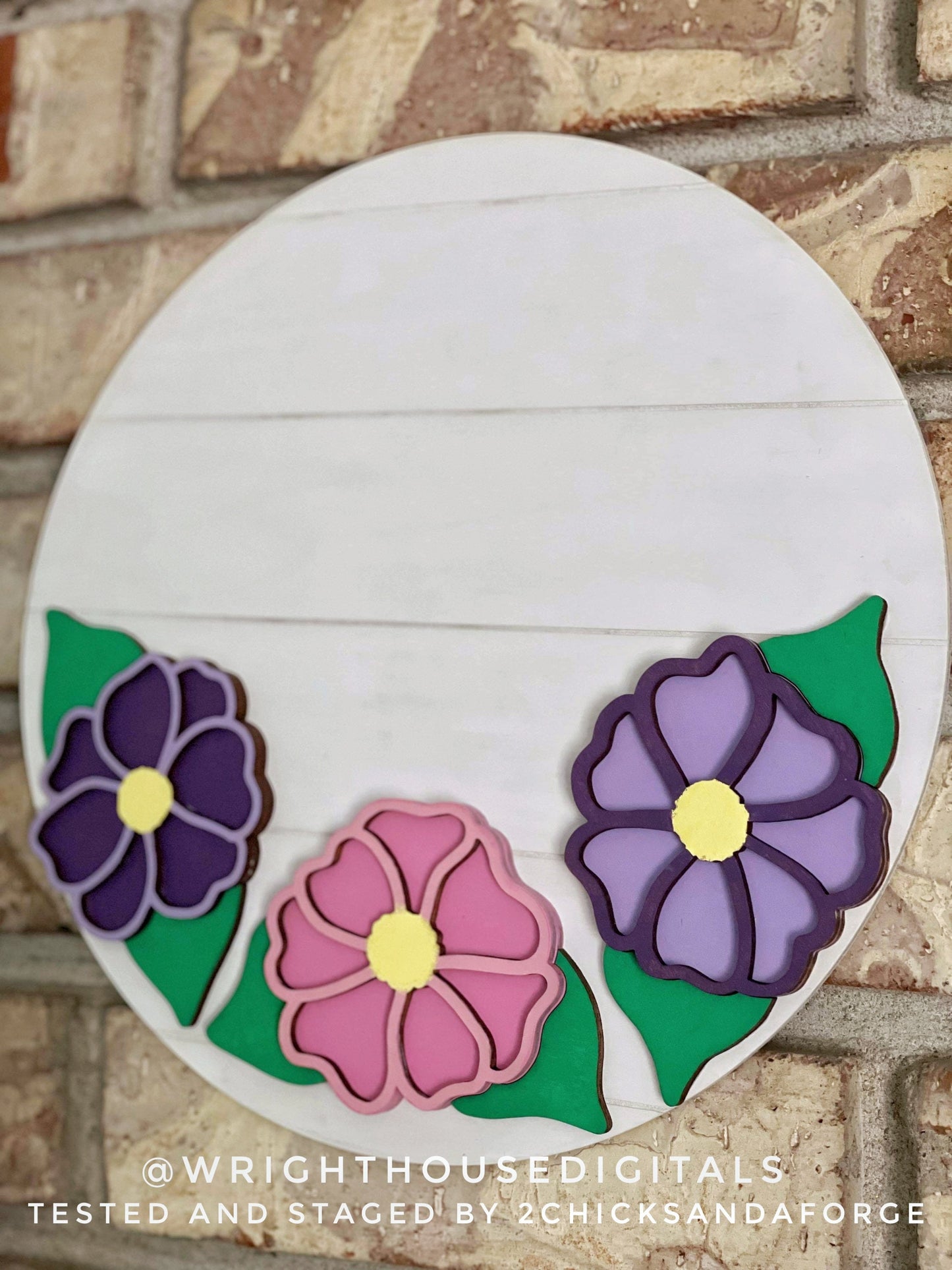 Impatiens Simple Floral Shelf Sitter Sign - Round Sign Making and DIY Kits - Beginner Cut File For Glowforge Lasers - Digital SVG File