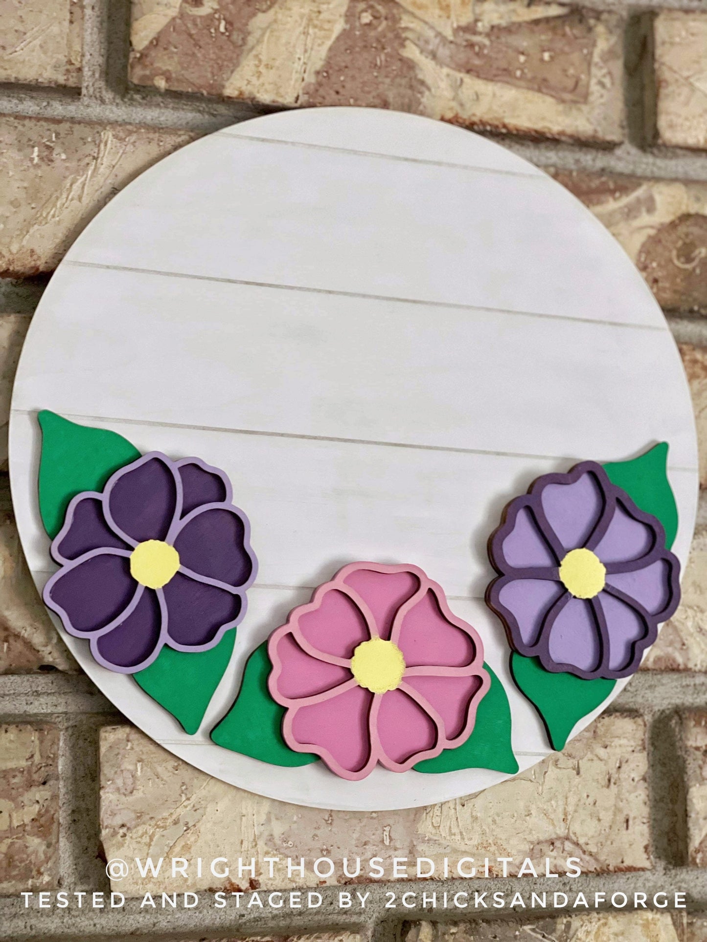 Impatiens Simple Floral Shelf Sitter Sign - Round Sign Making and DIY Kits - Beginner Cut File For Glowforge Lasers - Digital SVG File