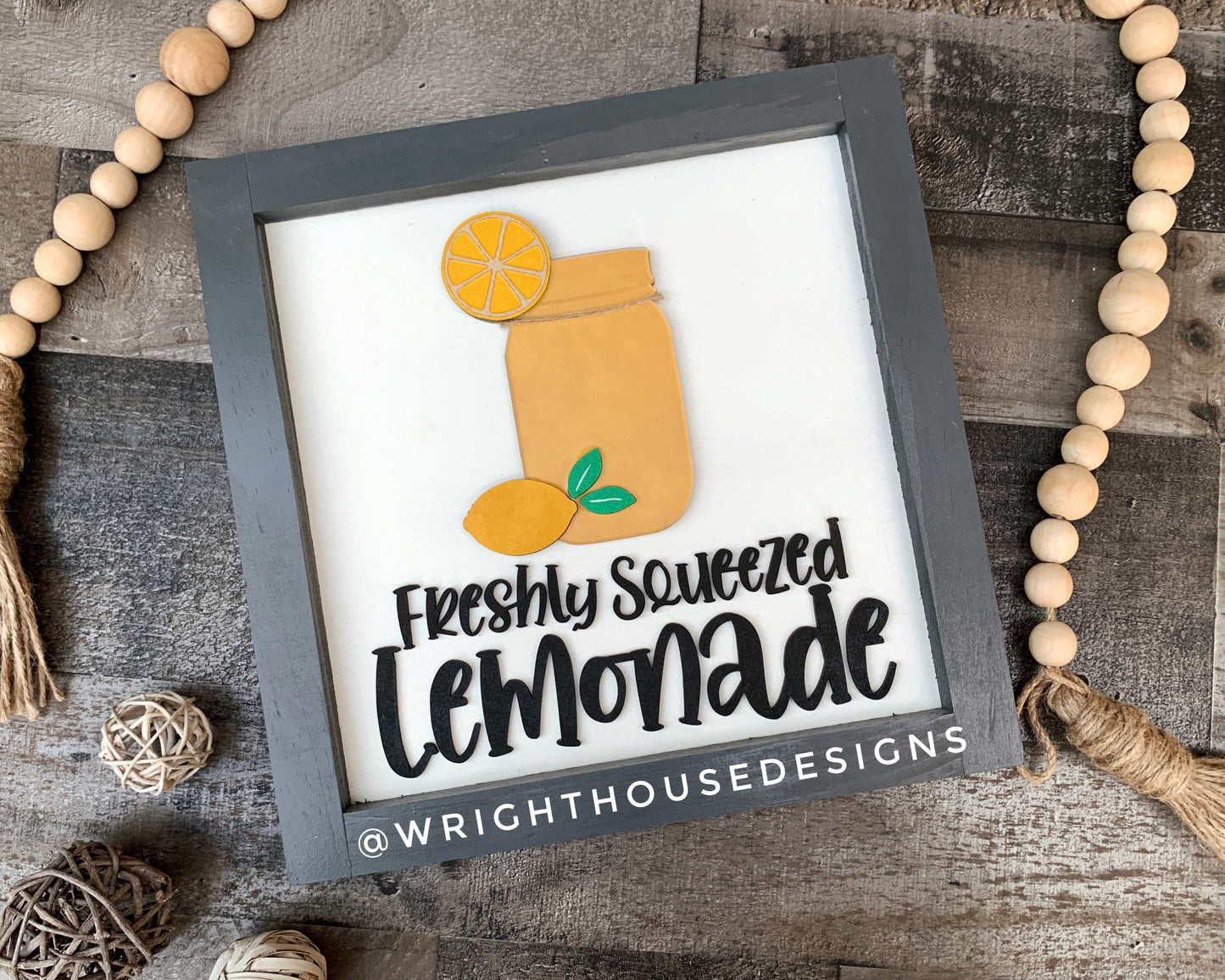 Mason Jar Freshly Squeezed Lemonade Shelf Sitter Round - Farmhouse Sign Making and DIY Kits - Cut File For Glowforge - Digital SVG File