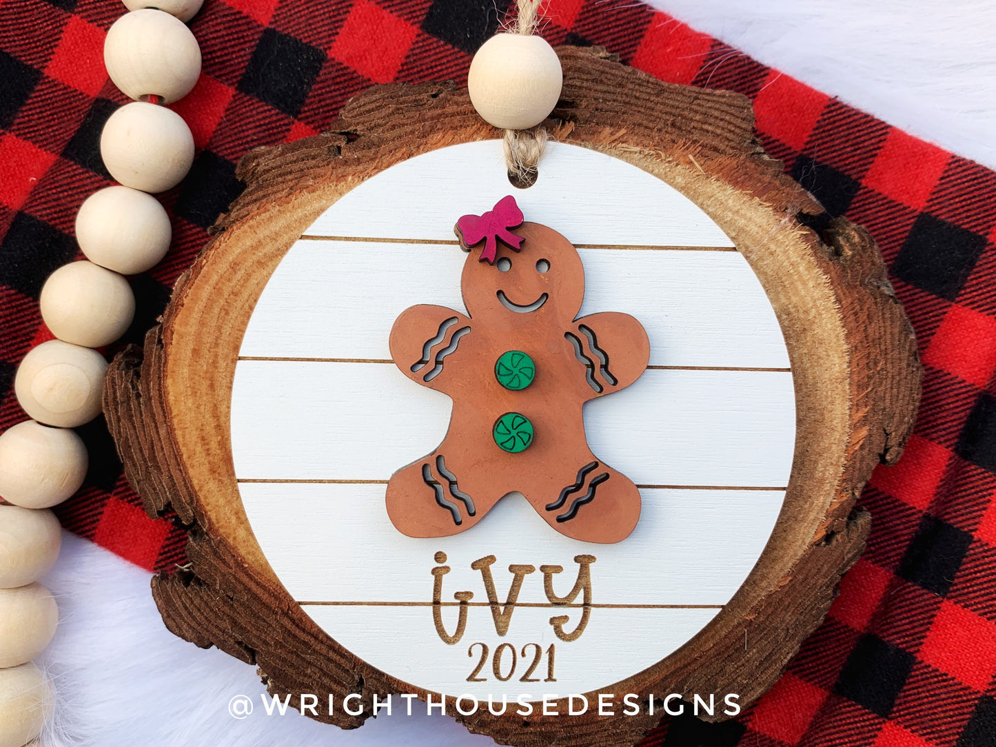 Holiday Icons Gingerbread Boy and Girl - Modern Farmhouse Mini Ornament Set - Personalizable Cut File For Glowforge - Digital SVG File