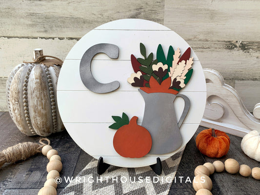 Rustic Farmhouse Pumpkin Autumn Foliage Shelf Sitter - Seasonal Sign Making and DIY Kits - Cut File For Glowforge Lasers - Digital SVG File