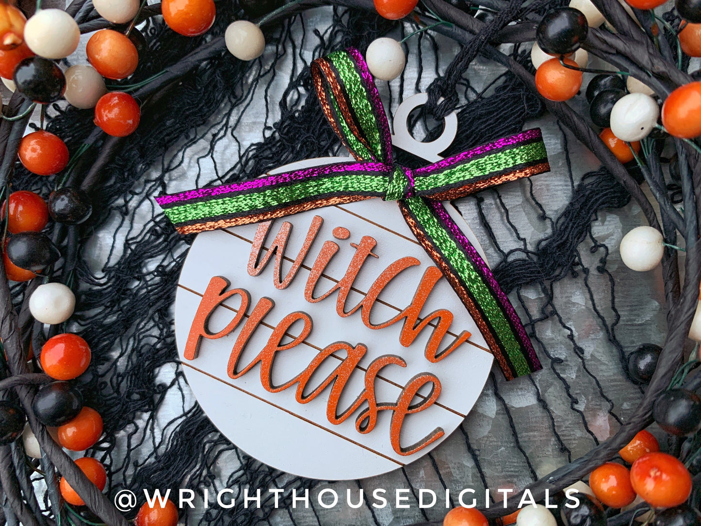 Witchy Shiplap Tree Ball Ornament Set For Halloween Trees - Blessed Be Witch Please - Quick Cut File For Glowforge Lasers - Digital SVG File