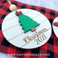 Holiday Icons Santa Sleigh and Pine Tree - Modern Farmhouse Mini Ornament Set - Personalizable Cut File For Glowforge - Digital SVG File