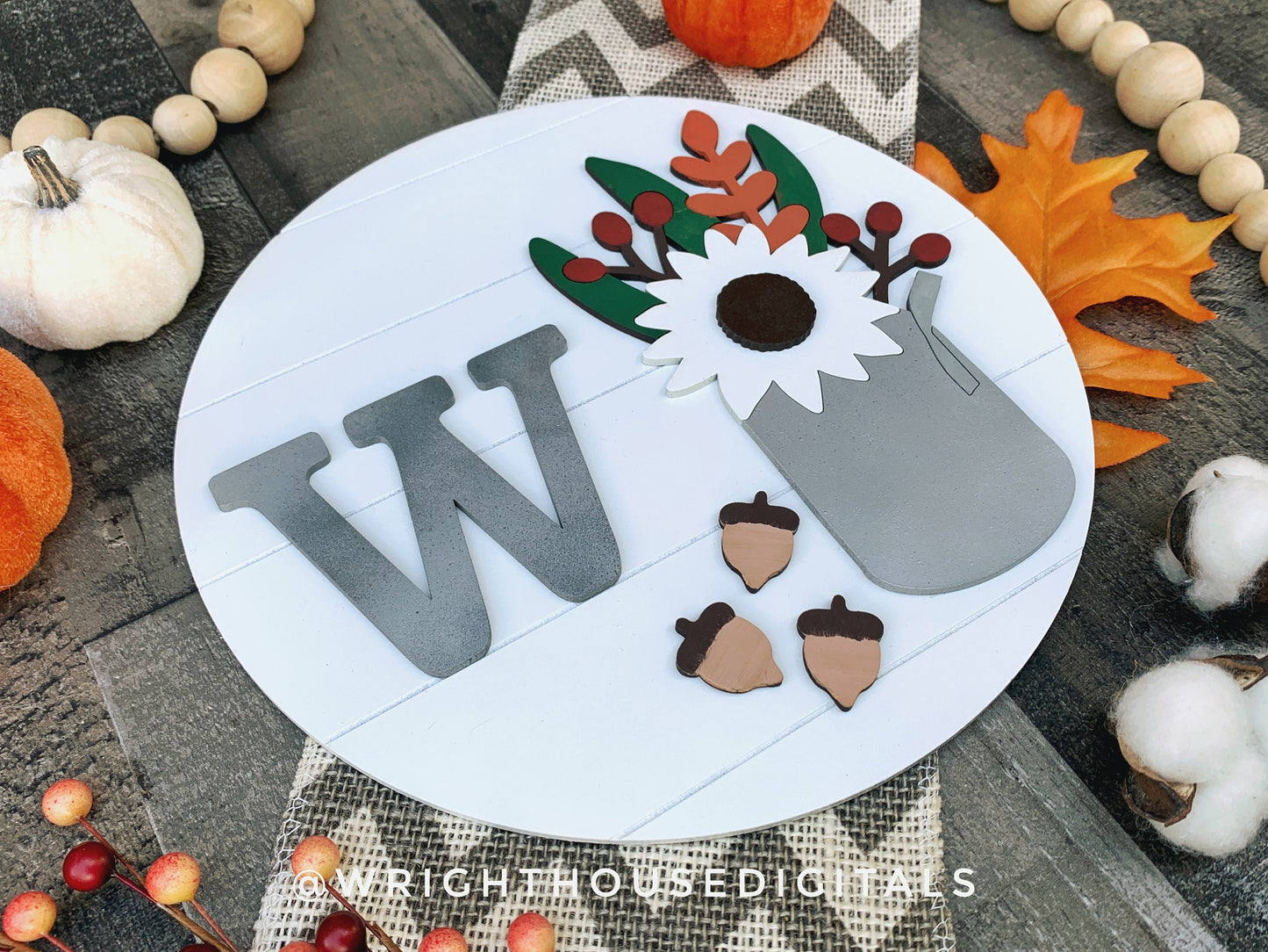 Rustic Farmhouse Sunflower Fall Foliage Shelf Sitter - Seasonal Sign Making and DIY Kits - Cut File For Glowforge Lasers - Digital SVG File