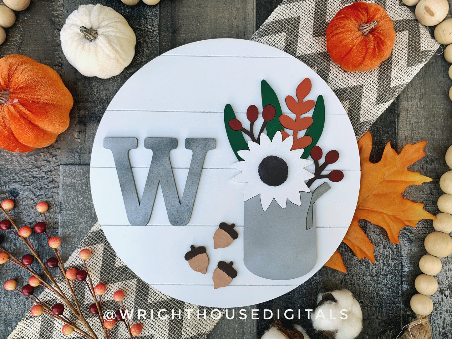 Rustic Farmhouse Sunflower Fall Foliage Shelf Sitter - Seasonal Sign Making and DIY Kits - Cut File For Glowforge Lasers - Digital SVG File