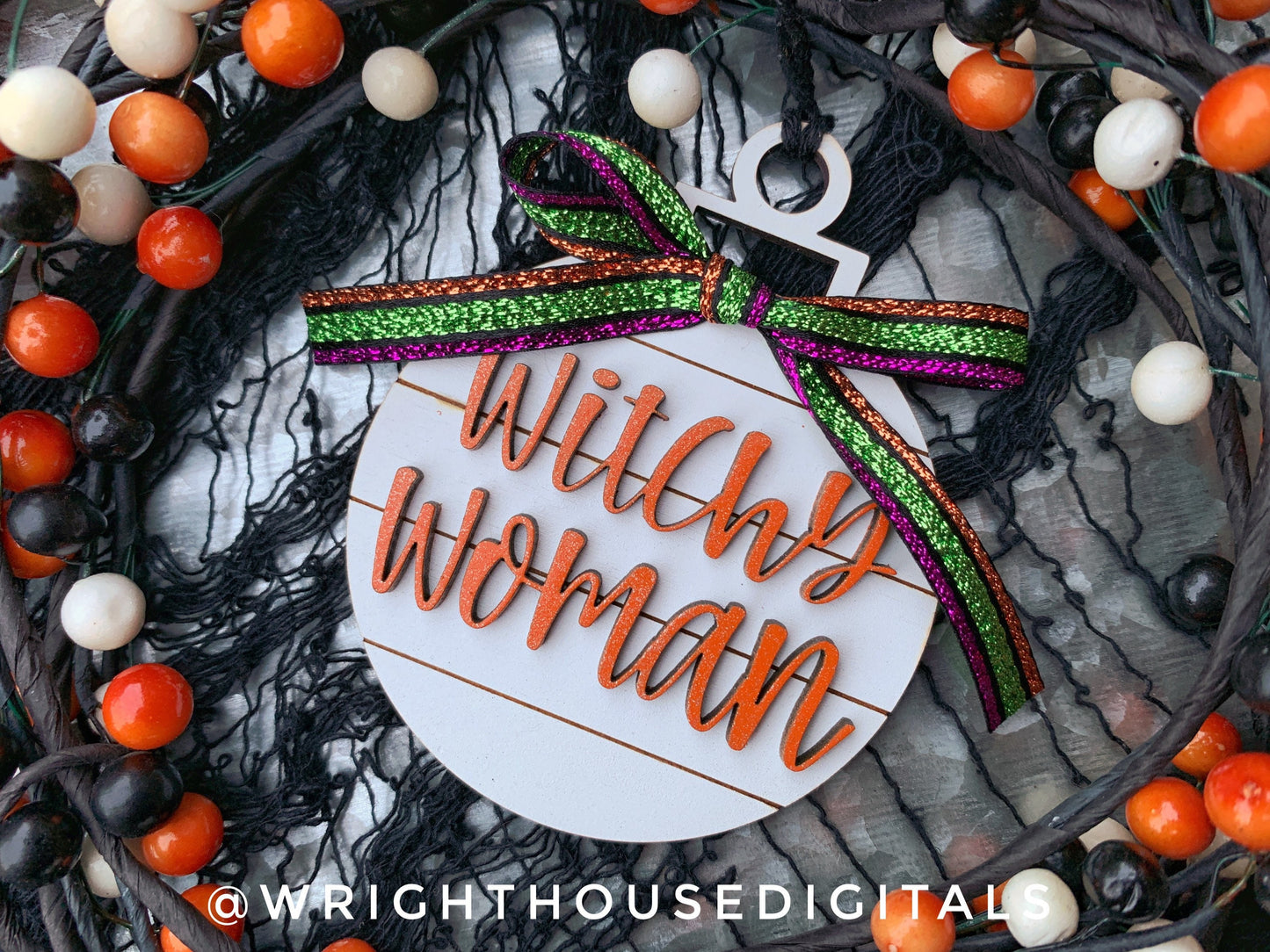 Witchy Shiplap Tree Ball Ornament Set For Halloween Trees - Blessed Be Witch Please - Quick Cut File For Glowforge Lasers - Digital SVG File