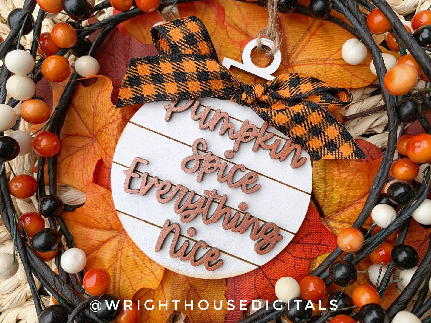 Autumn Pumpkin Lover Tree Ball Ornaments - Farmhouse Shiplap - Digital Files for Sign Making - SVG Cut File For Glowforge - Digital File