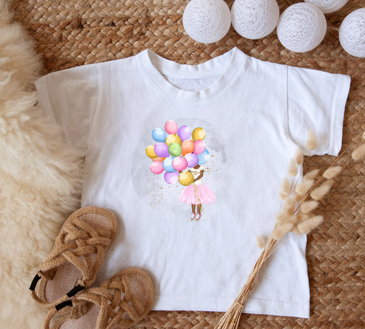 Birthday Girl Sublimation Design PNG, Cute Girl Toddler Sublimation Design Download, Girl with ballooons Design for kids, Toddler T-shirt