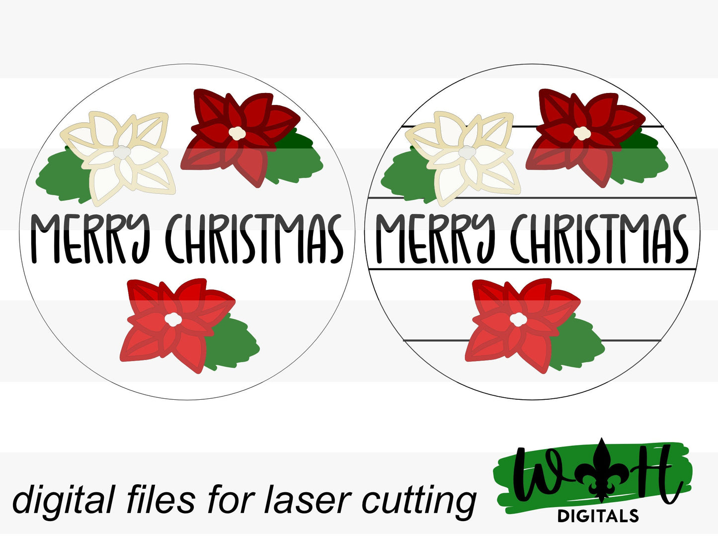 Poinsettia Christmas Welcome Home Floral Round - Sign Making and DIY Kits - Single Line Cut File For Glowforge Lasers - Digital SVG File