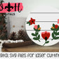 Christmas Poinsettia Blooms Floral Round - Seasonal Sign Making and DIY Kits - Single Line Cut File For Glowforge Lasers - Digital SVG File