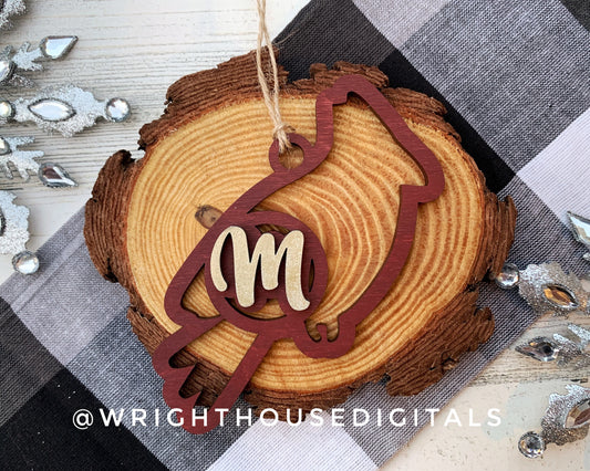 Cardinal Monogram Memorial Christmas Ornament Bundle - Personalized Stocking Tags - Quick Cut File For Glowforge Lasers - Digital SVG File