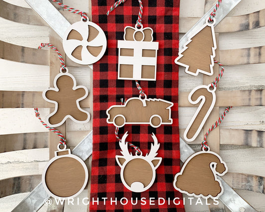 Layered Gingerbread Christmas Cookie Ornaments - Personalizable Stocking Tags - Quick Cut File For Glowforge Lasers - Digital SVG File