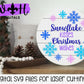 Snowflake Kisses Christmas Wishes Winter Door Hanger Round - Sign Making and DIY Kits - Cut File For Glowforge Lasers - Digital SVG File