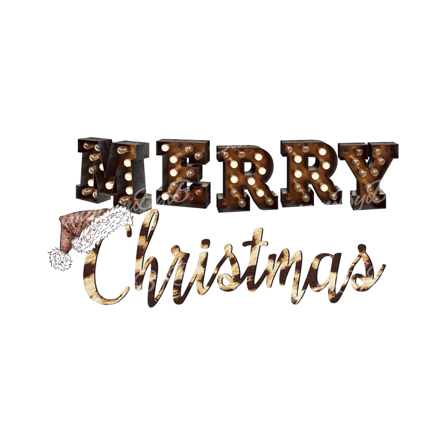 Merry Christmas leopard PNG Sublimation Design, Holiday Sublimation Designs Downloads, Christmas Light letters Sublimation design