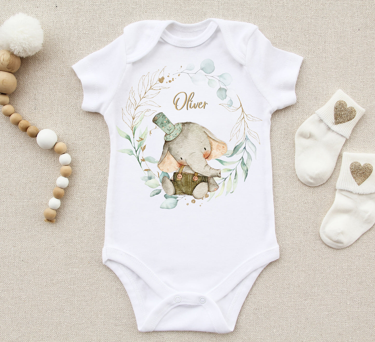 Baby Elephant Sublimation Design PNG, Greenery toddler Sublimation Design Downloads, Elephant Design for kids, Baby Announcement Sublimation