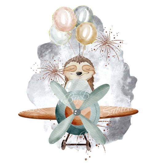 Cute Sloth Pilot Sublimation Design PNG, Cool Airplane Sublimation Designs Download, Cutest Sloth Sublimation Design, Birthday Sublimation