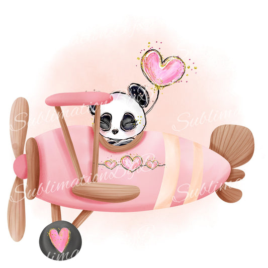Cute Panda Valentine Pilot Sublimation Design PNG, Be my Valentine Airplane Sublimation Designs Download, Cutest Panda Sublimation Design