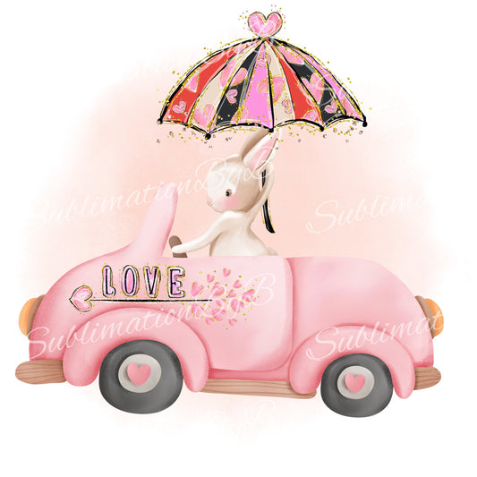 Cute Bunny Valentine Car Sublimation Design PNG, Be my Valentine Car Sublimation Designs Download, Cutest Bunny Clip Art design