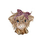 Heifer Sublimation Design with pink headand PNG, Cool Buffalo Sublimation Design Download, Highland Cow Sublimation Design, Leopard headband