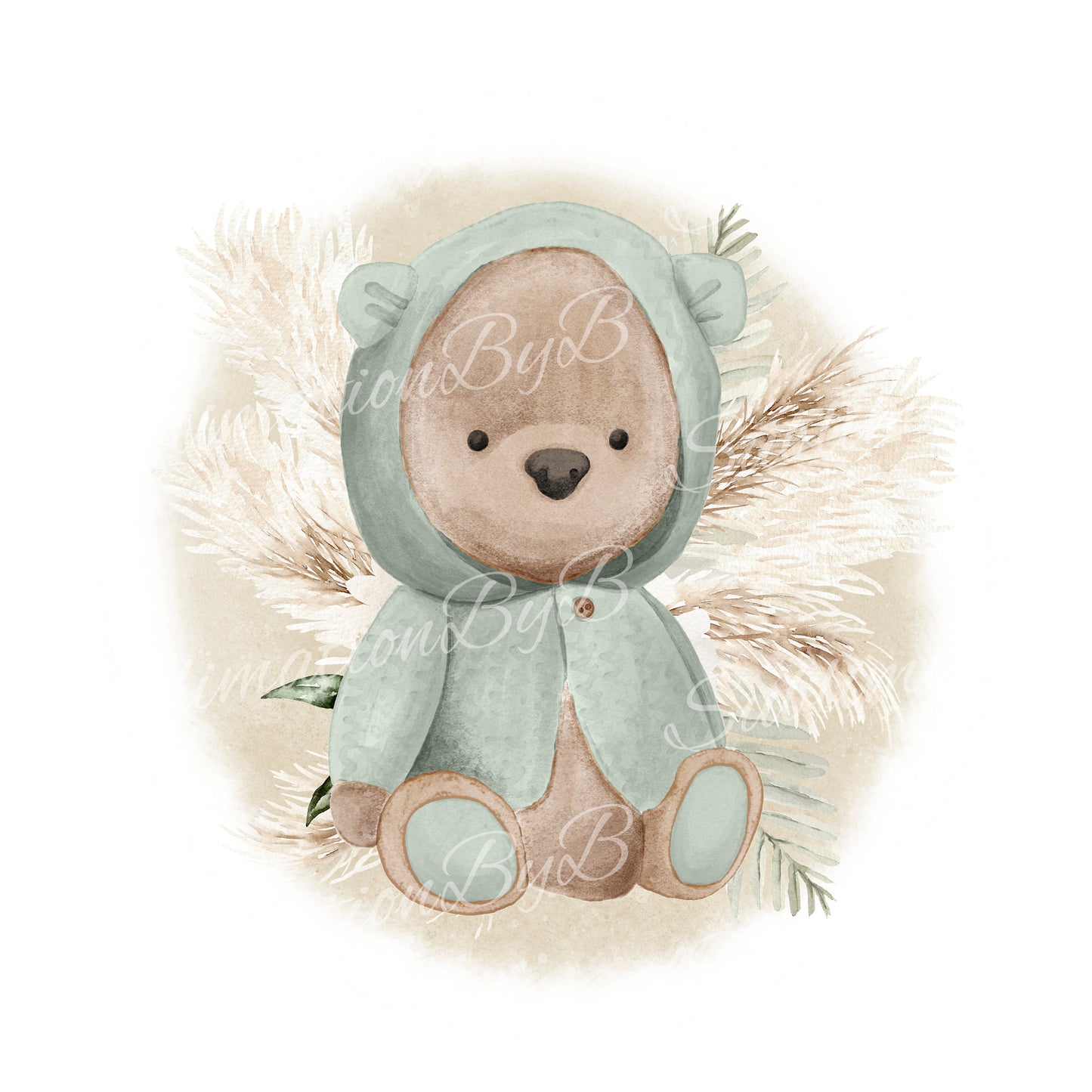 Baby Bear Sublimation Design PNG, Boho Pampas toddler Sublimation Design Download, Teddy Bear Design for kids, Baby Announcement Sublimation