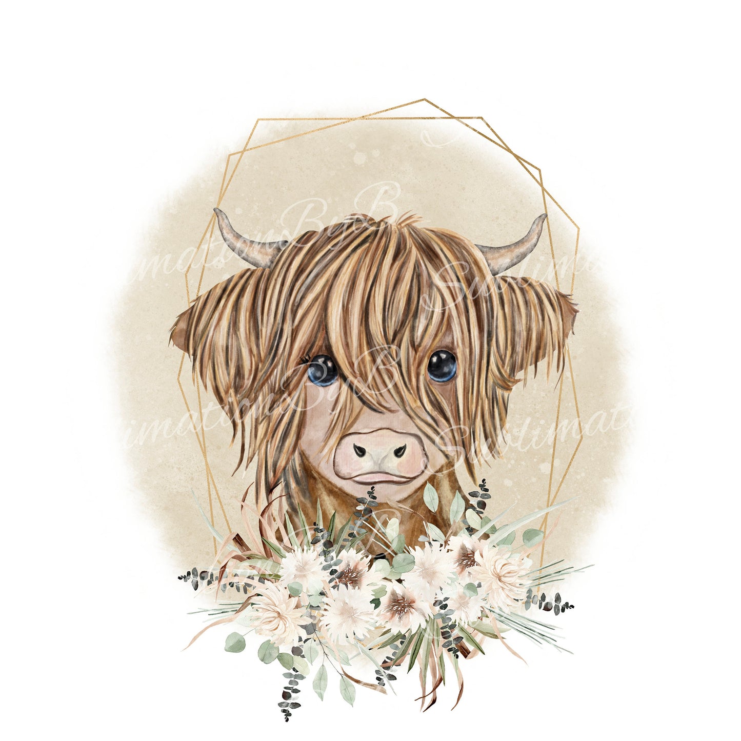 Heifer Sublimation Design PNG, Cool Buffalo Sublimation Design Download, Highland Cow Sublimation Design, Gender Neutral PNG Design