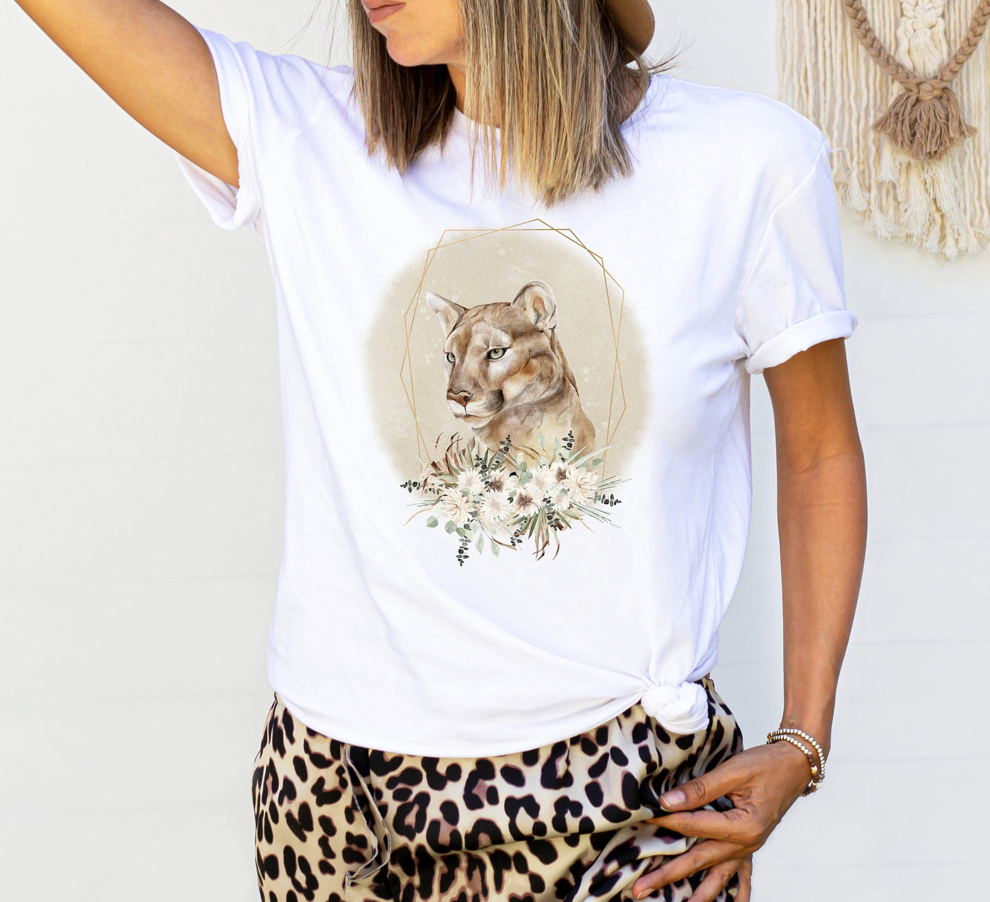 Cute Puma Sublimation Design PNG, Cool Animal Sublimation Designs Download, Adorable Puma Sublimation Design, Floral Puma Clip Art