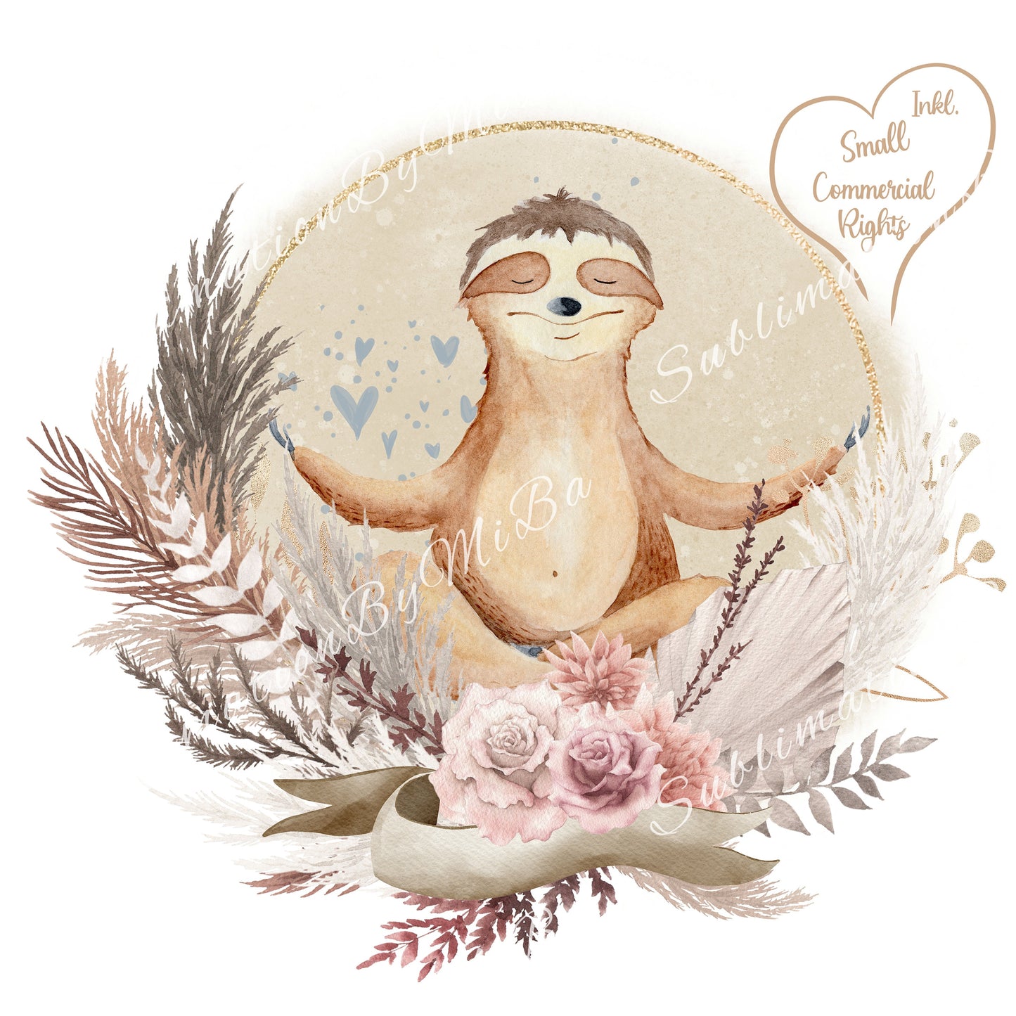 Cute Sloth Pampas Sublimation Design PNG, Cool Animal Sublimation Designs Download, Cutest Sloth Sublimation,  inkluding Commercial License